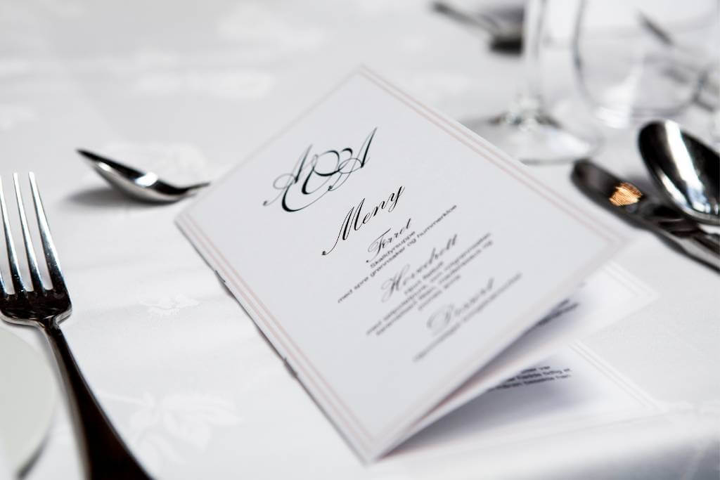elegant dinner menu on table