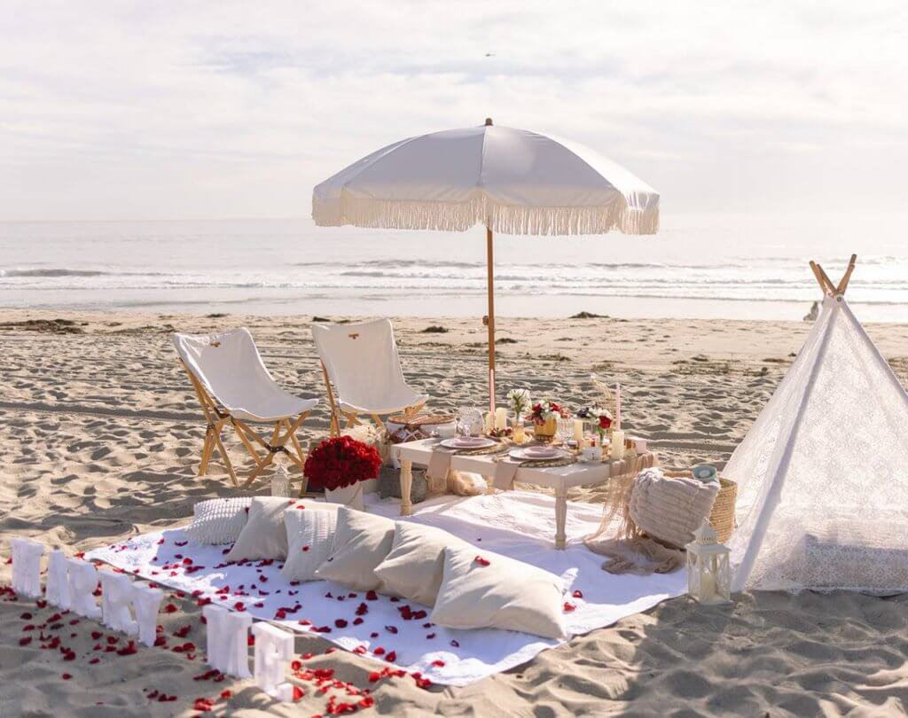 luxury beach picnic proposal