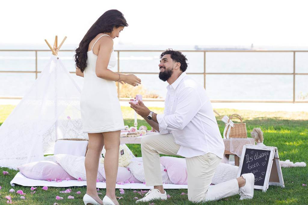 cozy backyard picnic proposal