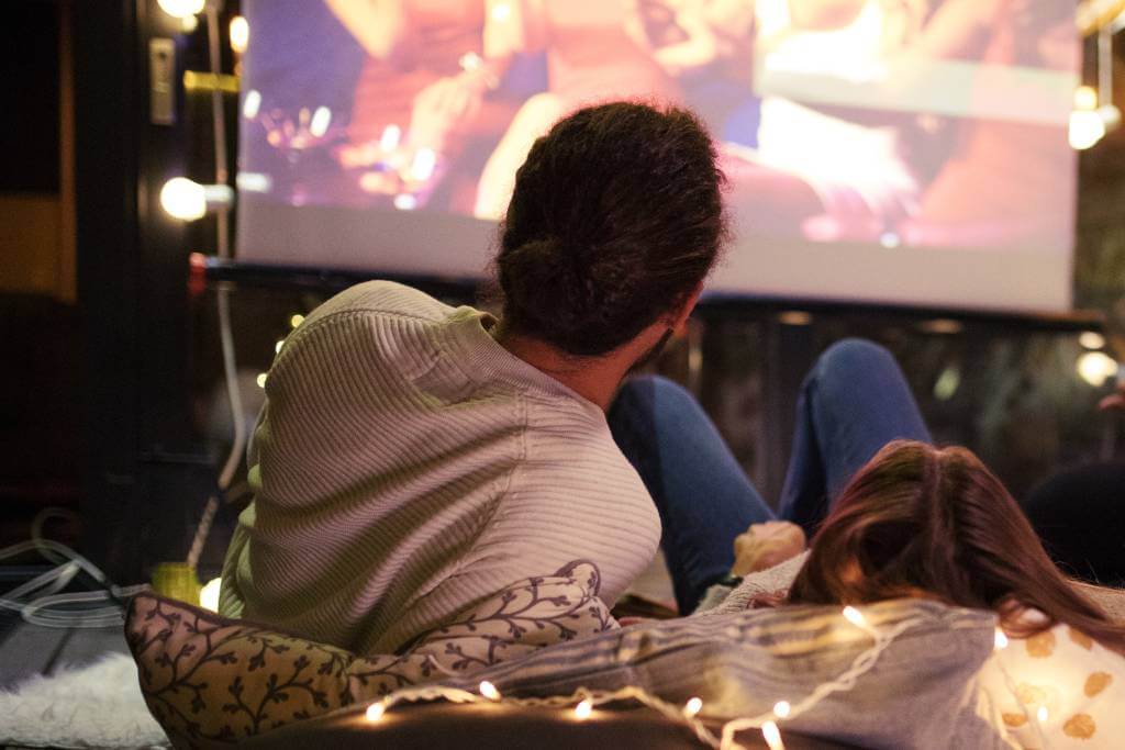 cozy backyard movie proposal