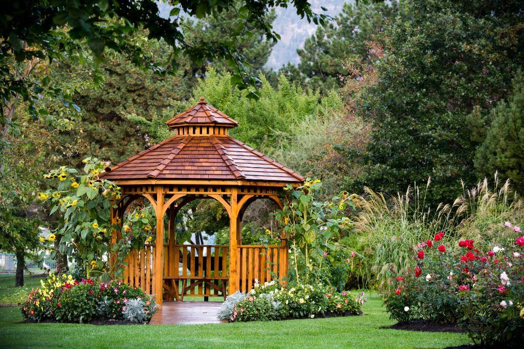 gazebo in garden setting
