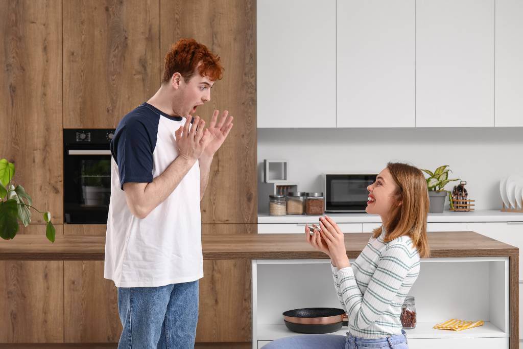 kitchen proposal moment