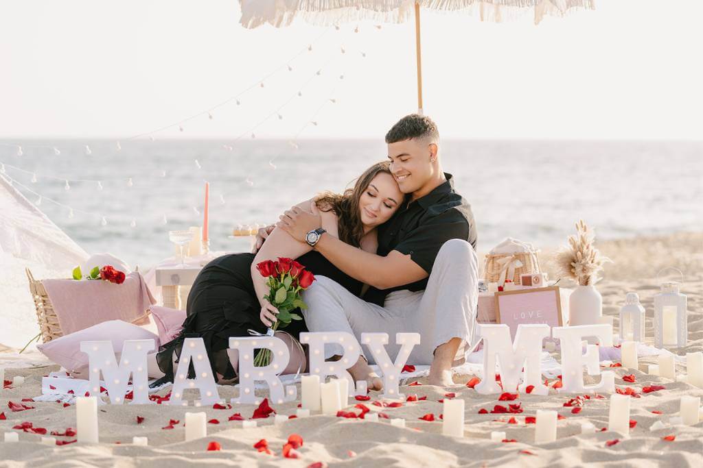 engagement photo hug after yes