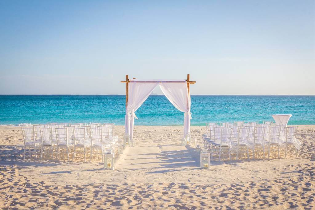 beachside destination wedding altar