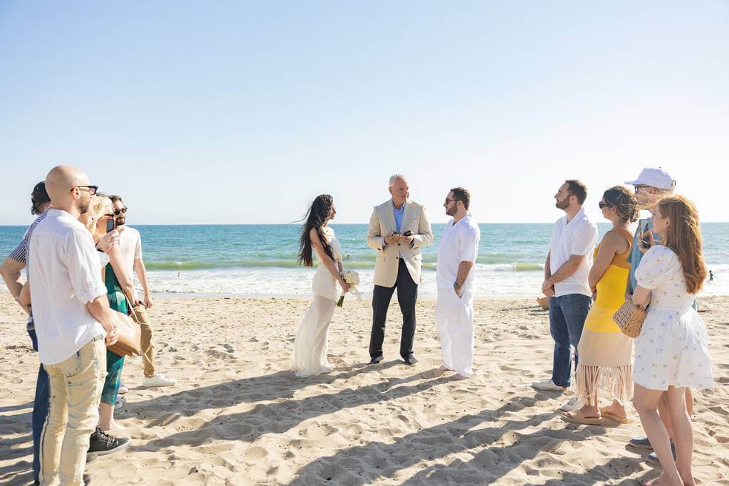 small beach destination wedding group