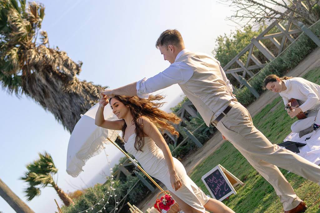 playful outdoor engagement moment