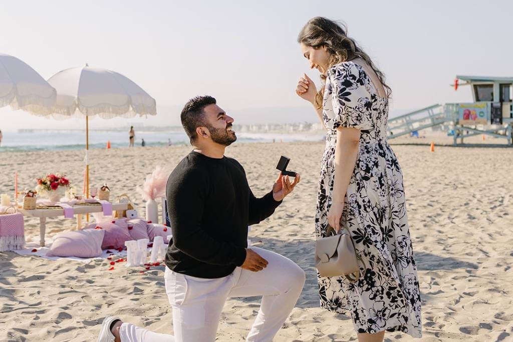 engagement season beach proposal picnic