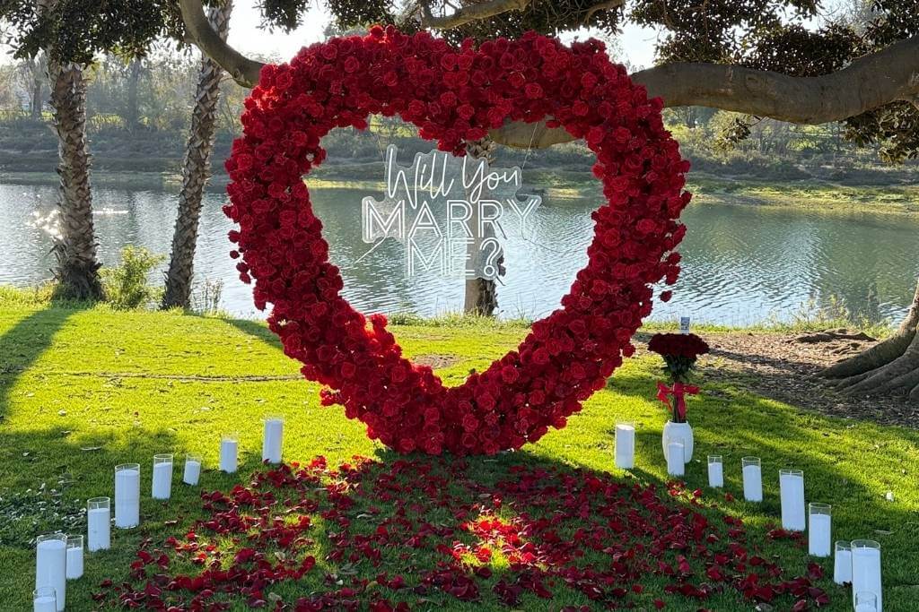 rose heart backyard proposal