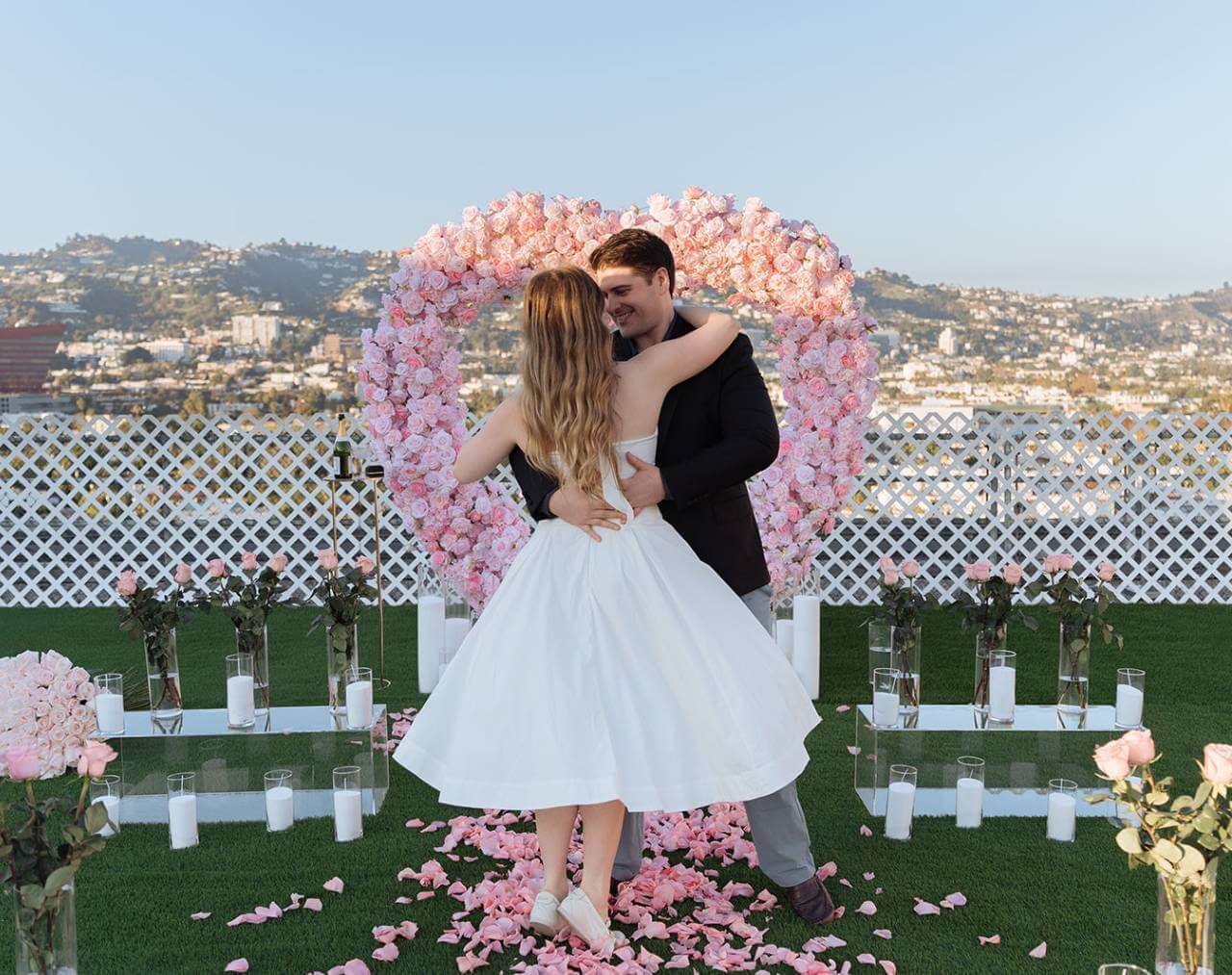 luxury private proposal rooftop flowers