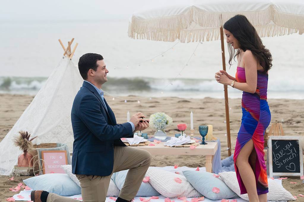 valentine's day boho beach proposal