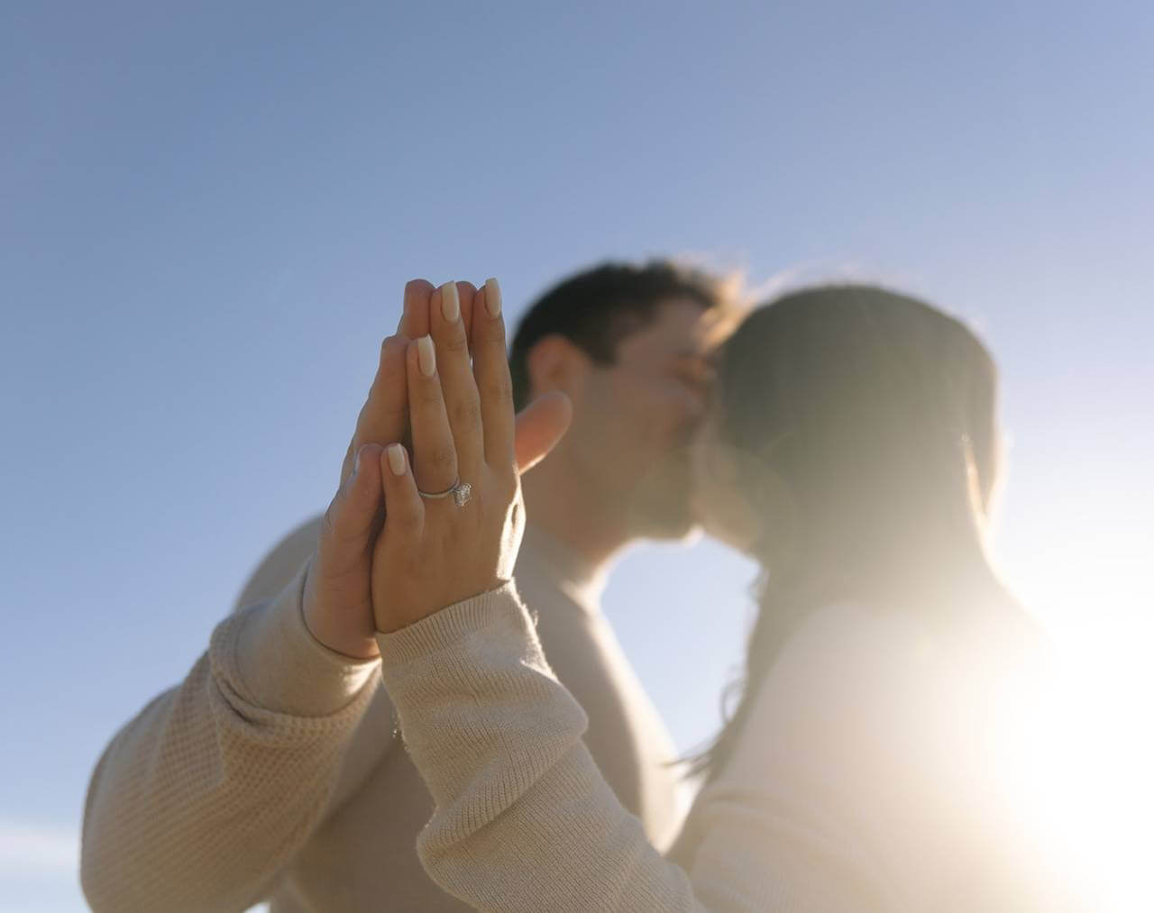 valentine's day engagement ring kiss