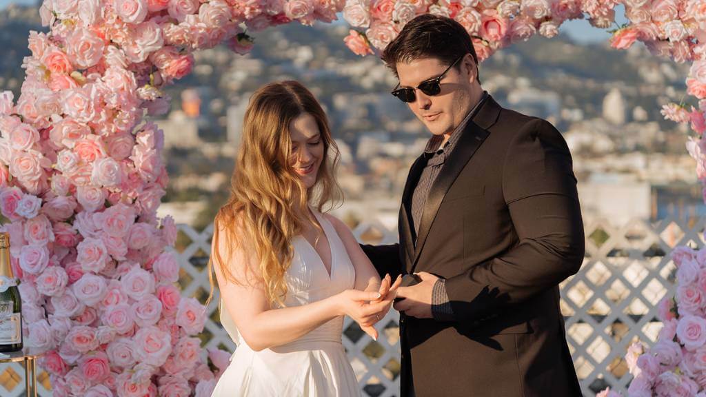 romantic rooftop proposal moment