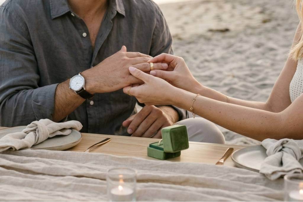 man receiving engagement ring
